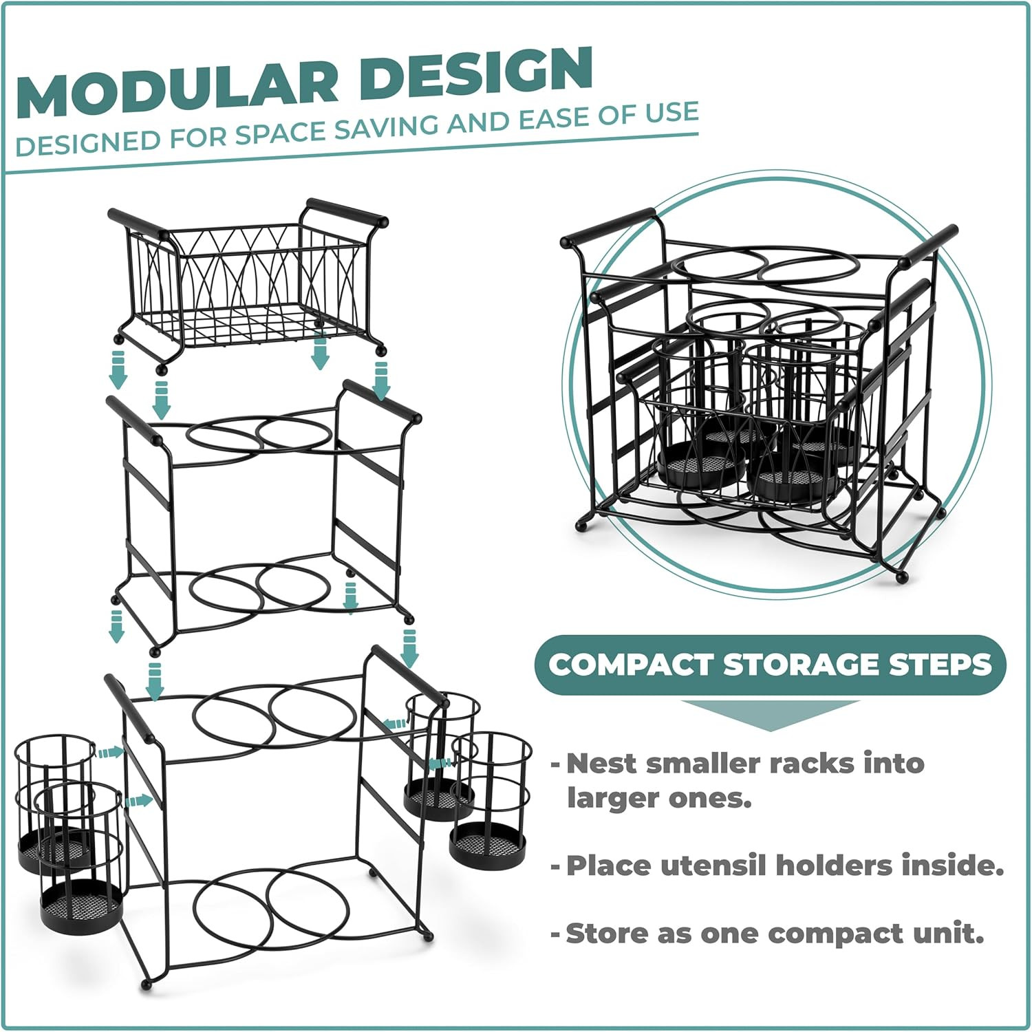 ® Buffet Caddy — 7-Piece Stackable Set Includes Plate, Napkin, and Silverware Ho
