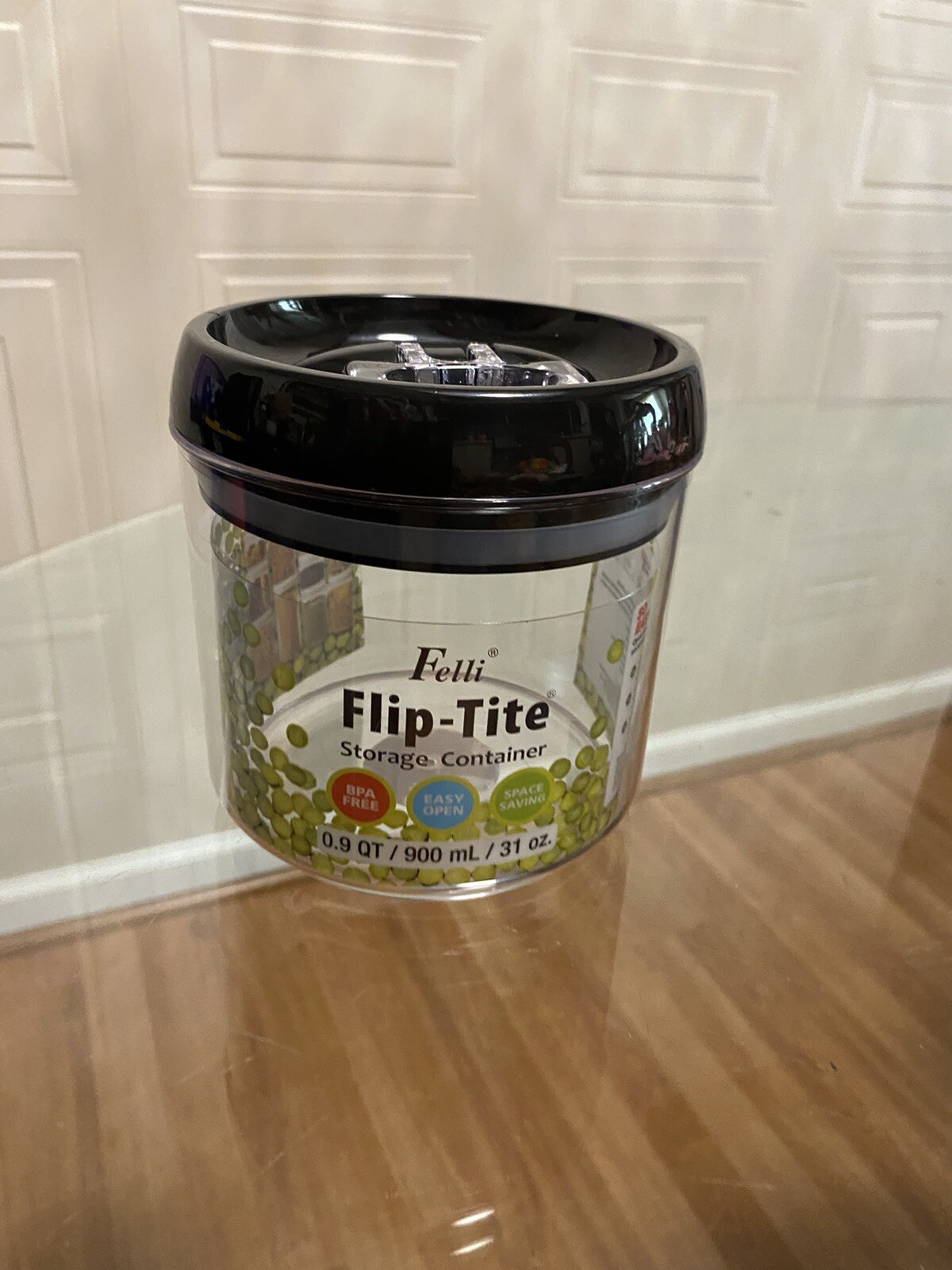 Felli Flip Black Tite Storage Container 1 PC Lid 0.9 QT/900 Ml/31Oz. Round