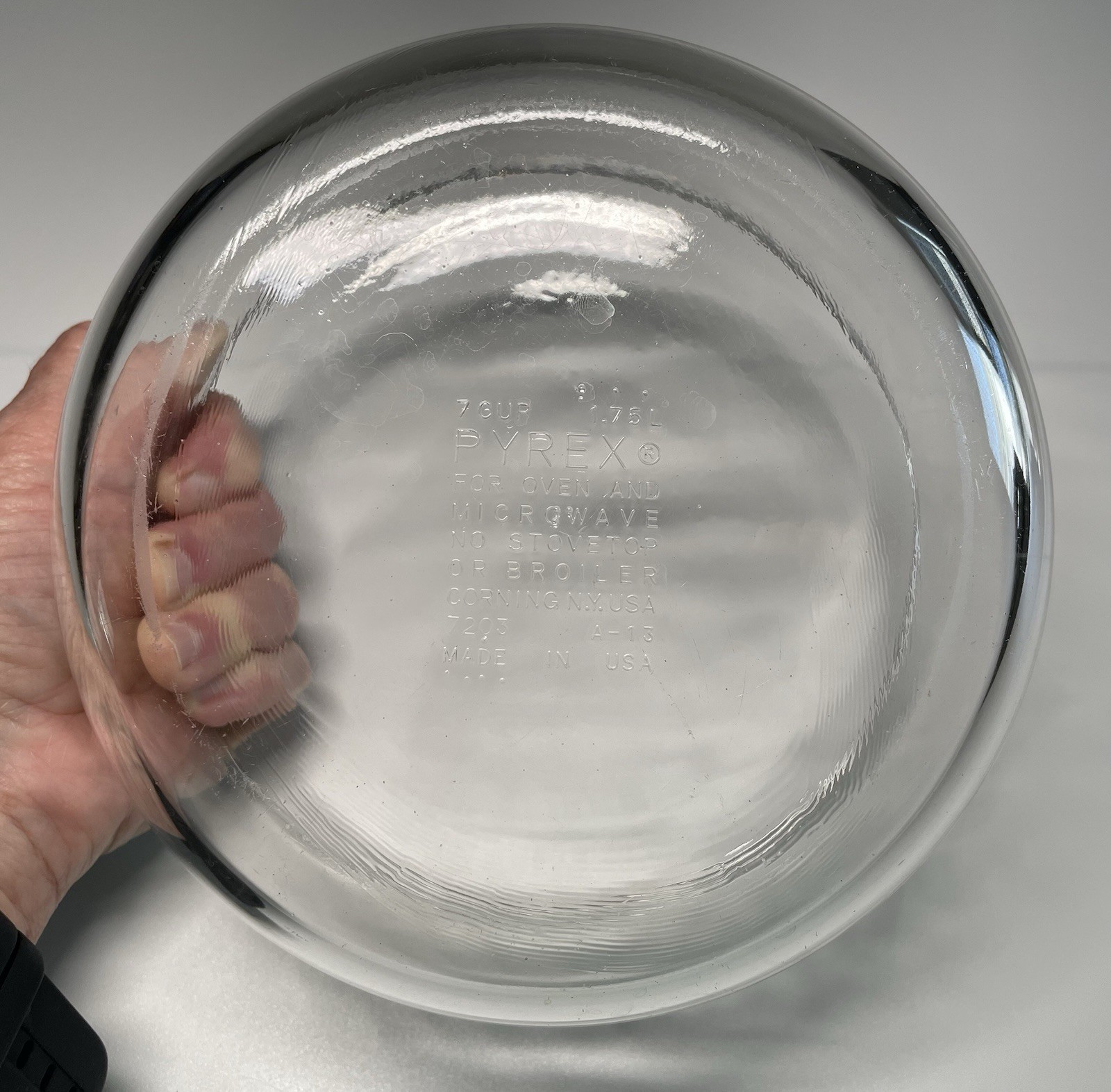 Vintage Pyrex 7203 7-Cup Clear Glass Casserole Storage Bowl- No Lid