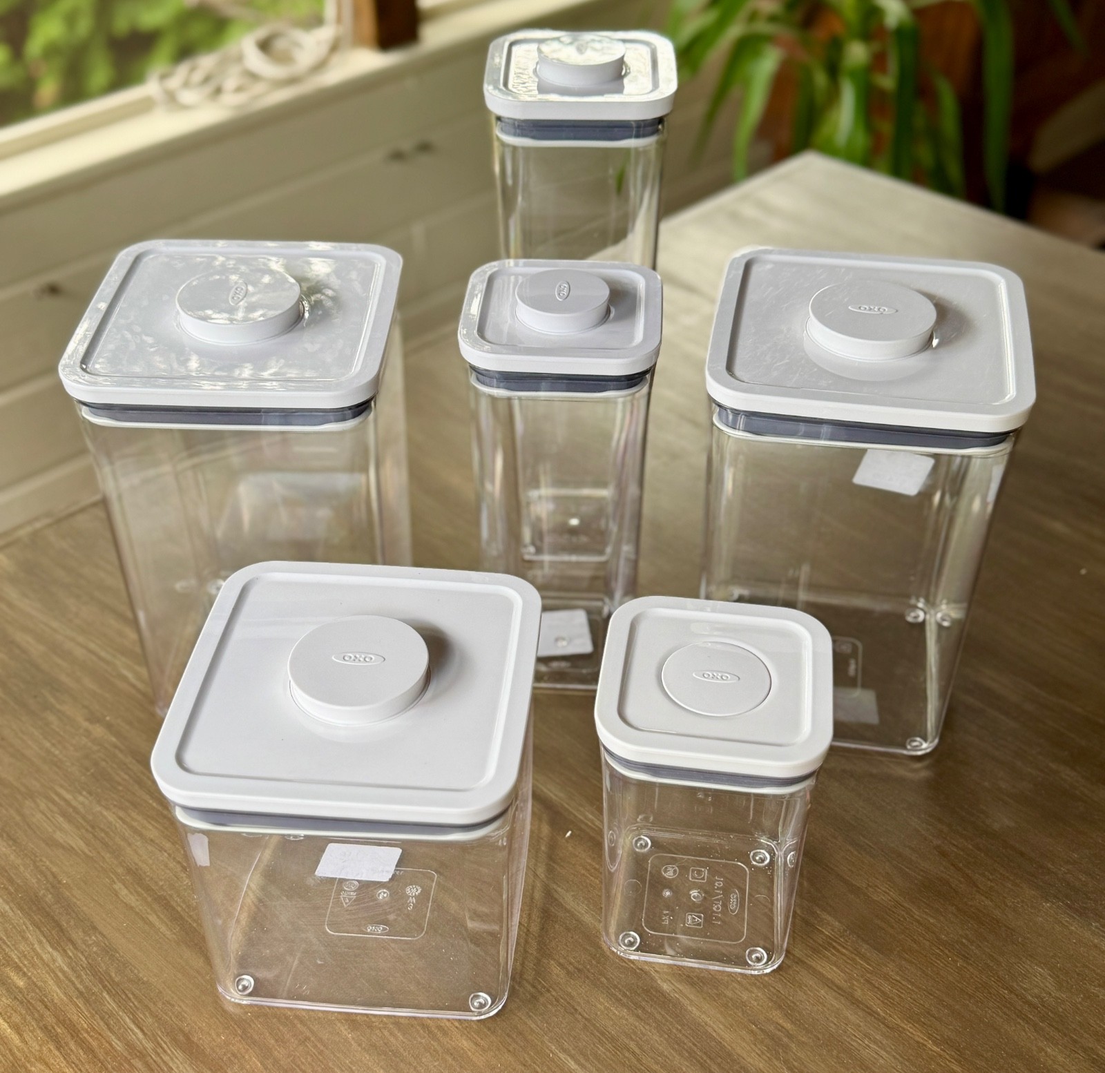 OXO Good Grips POP Top 6 Pc Container Set Clear Food Storage Pantry White $115