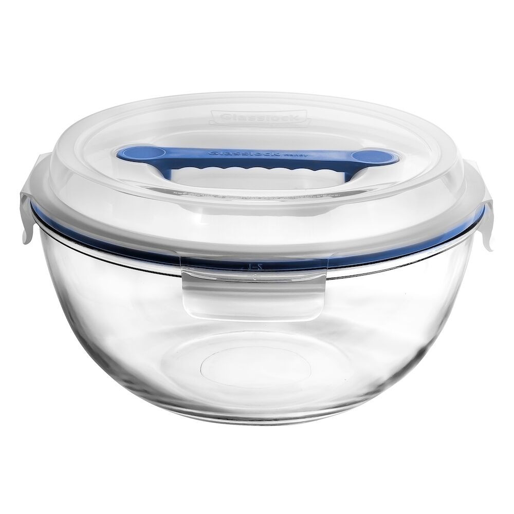 Glasslock Handy Tempered Glass Mixing Bowl with Lid – 4000ml