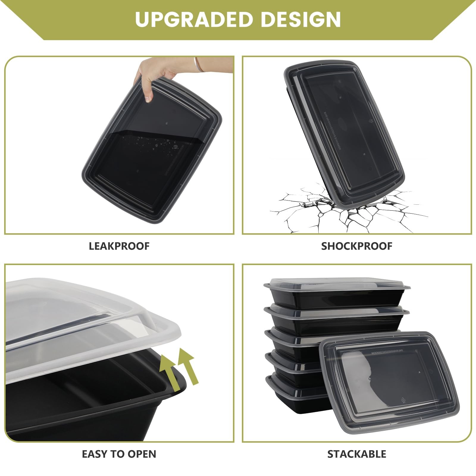 Meal Prep Containers Reusable – 48oz Food Storage Containers with Lids 30 Pac…