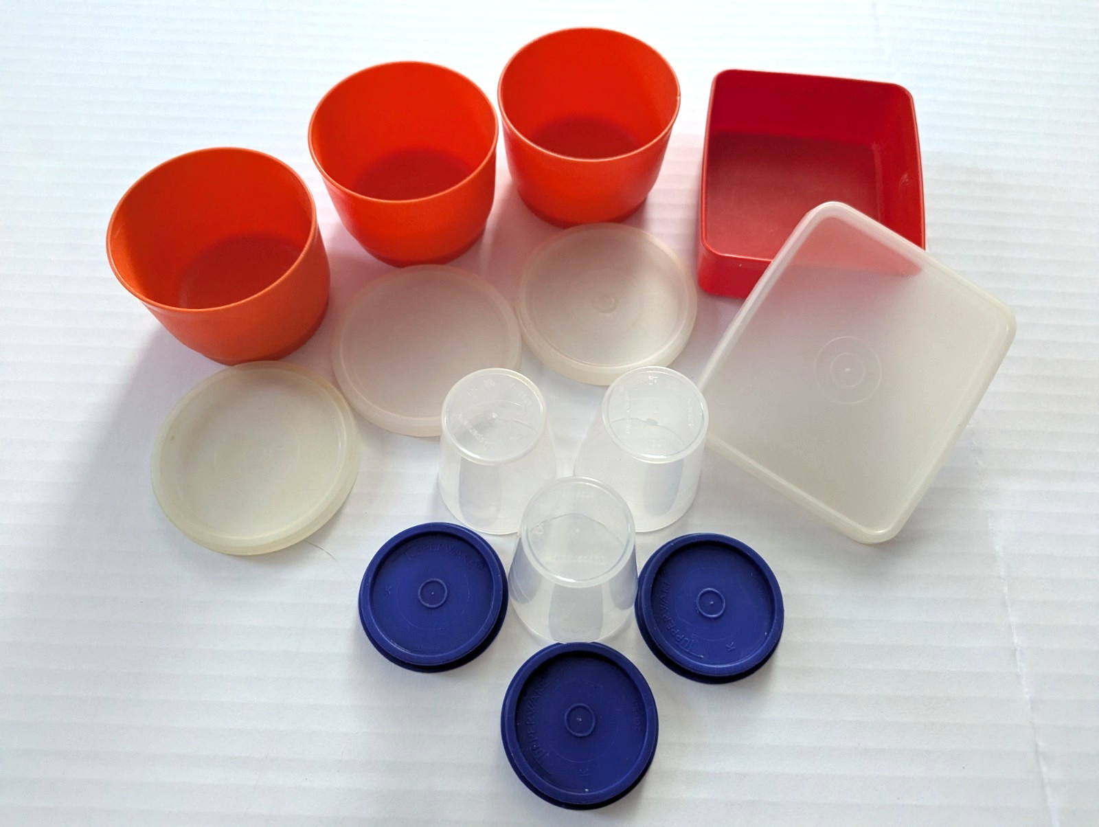 Vintage Tupperware 14 Piece Snack Size Containers with Lids Orange Clear EUC