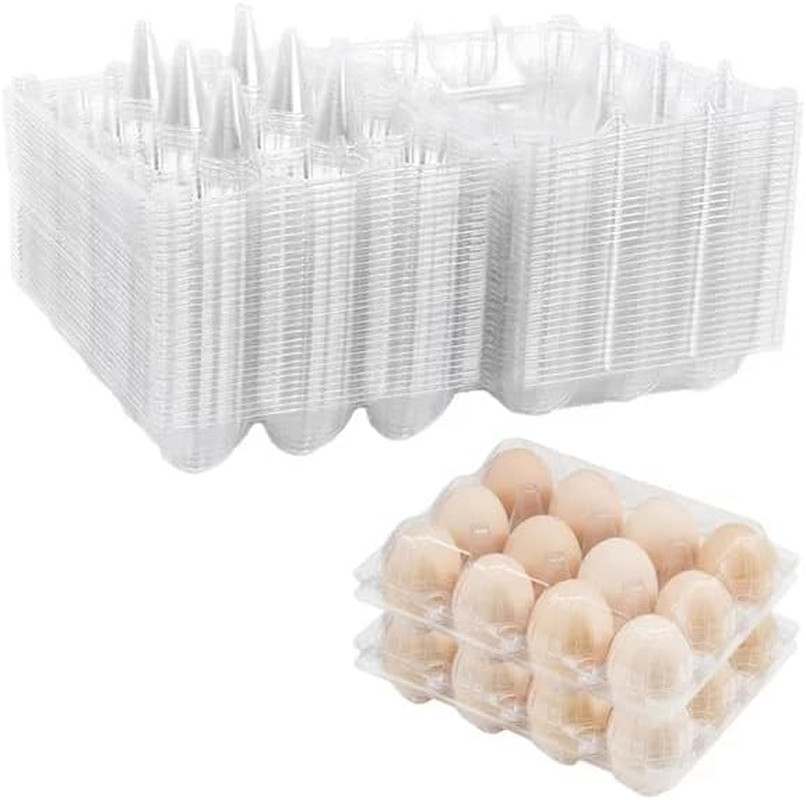120 Pcs 12 Count Plastic Egg Cartons Cheap Bulk, 3X4 Grids Clear Empty Egg Carto