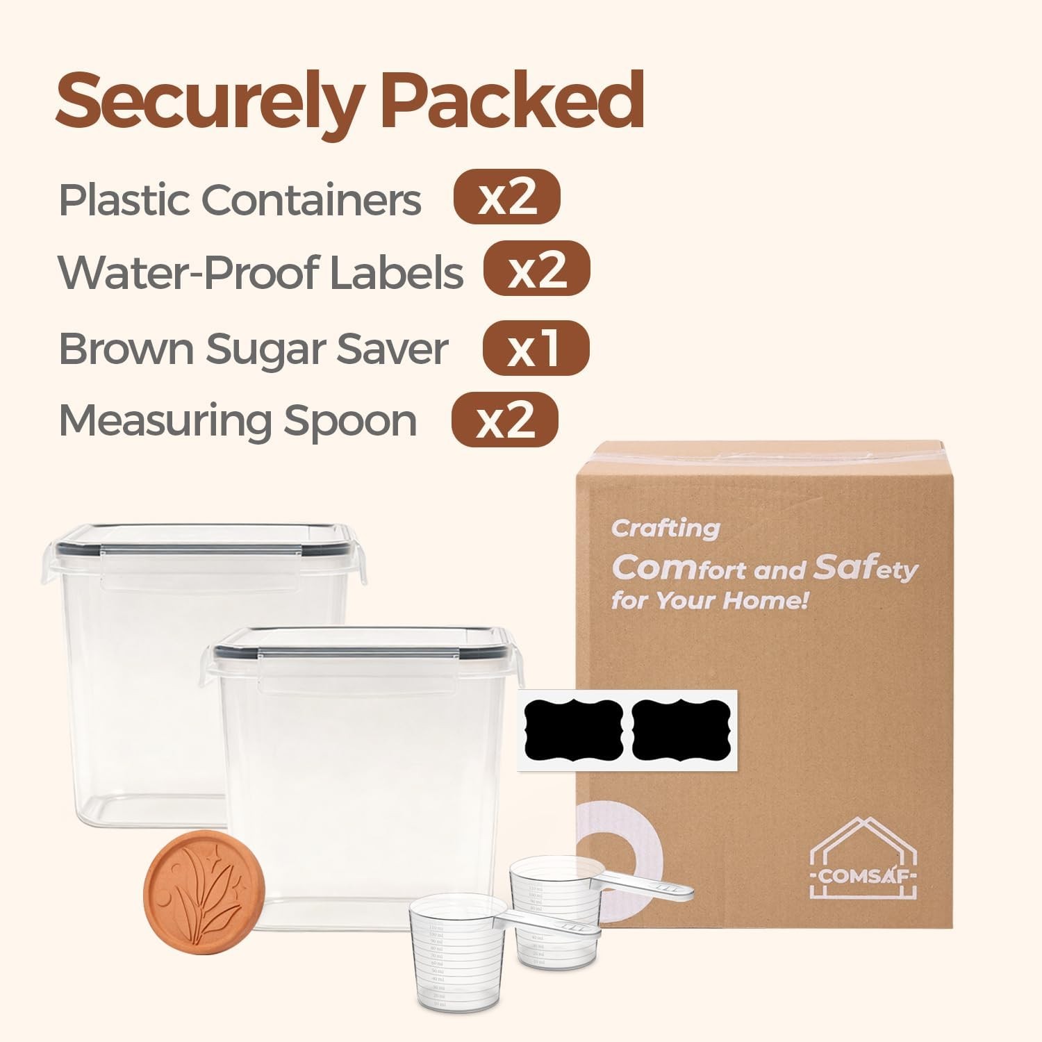 Brown Sugar Container Set of 2 2.5L/2.6Qt Airtight Food Storage Containers