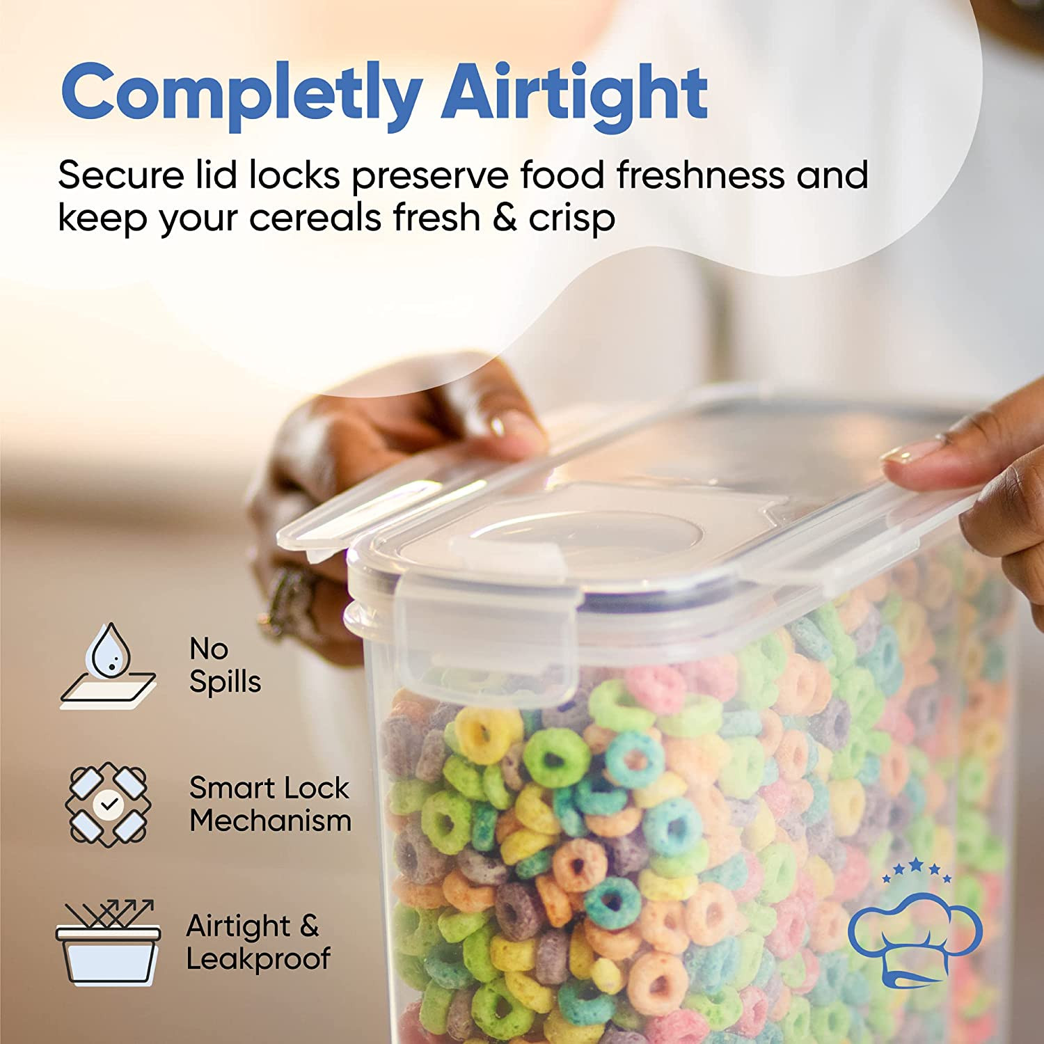Cereal Containers Storage Set Large (4L,135.2 Oz), Airtight Food Storage Contain