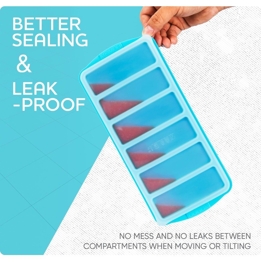 1/2 Cup Silicone Freezer Tray With Lid, 2-Pack Ice Cube Molds for Food, Meal