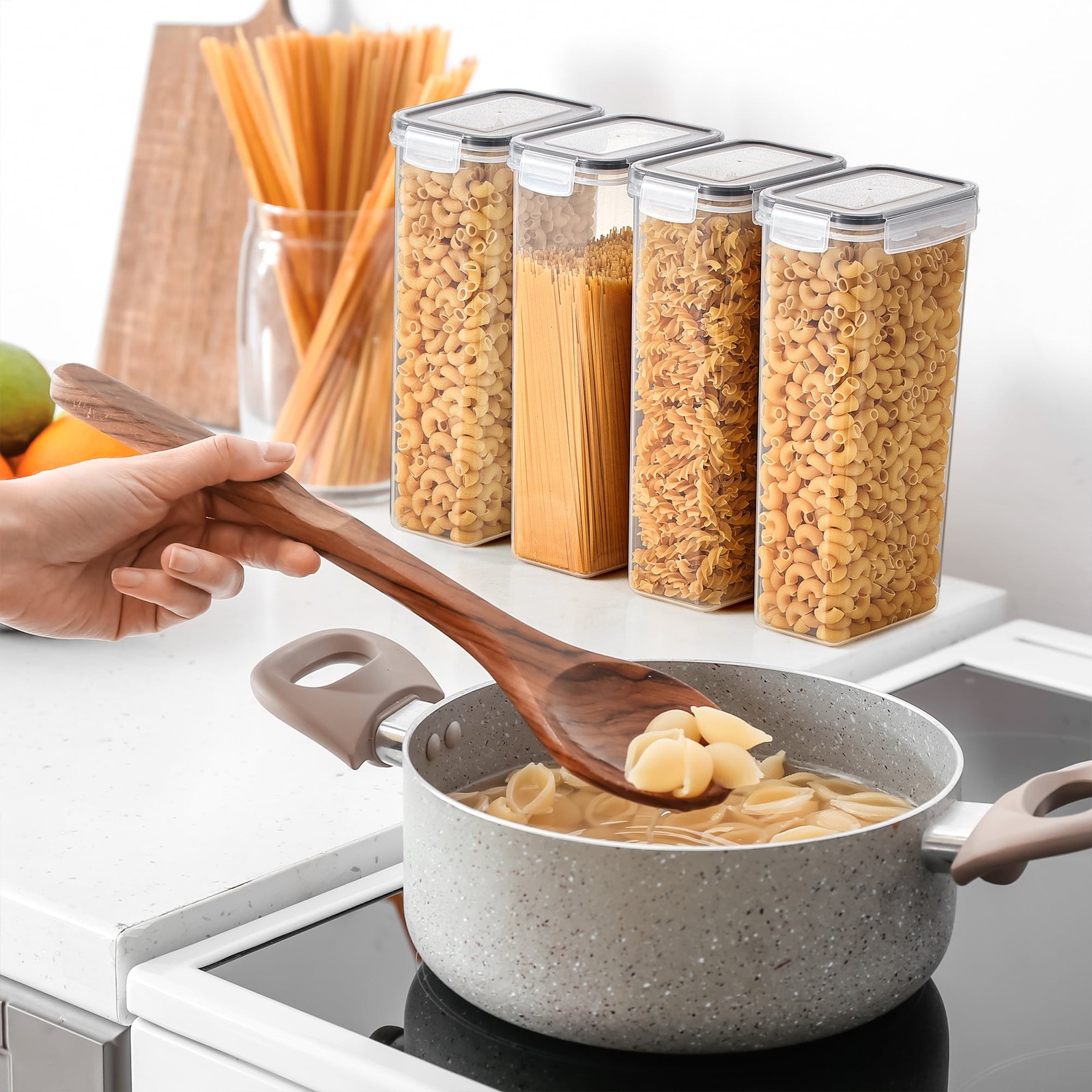 2-pack Airtight Food Storage Containers BPA-Free Plastic Cereal Pasta Dry Goods