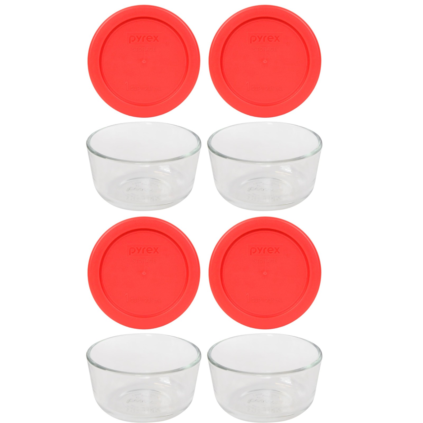 Pyrex Simply Store 8-Piece Glass Food Storage Set (4 vessels 8 PC Set, Clear
