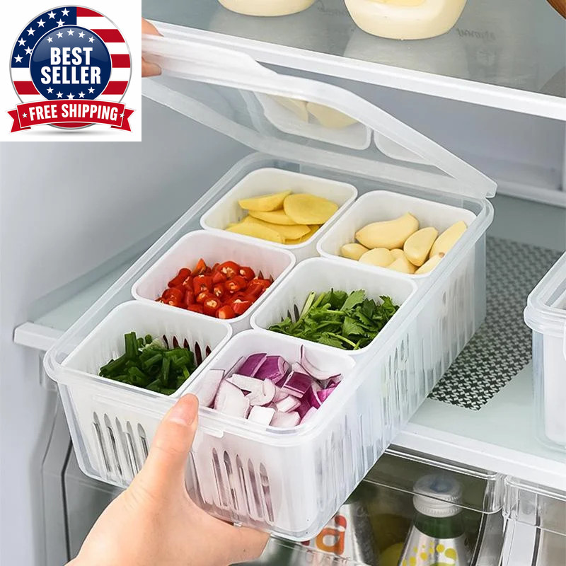 Refrigerator Food Drain Fresh-Keeping Box Ginger Garlic Onion Pepper Storage Box