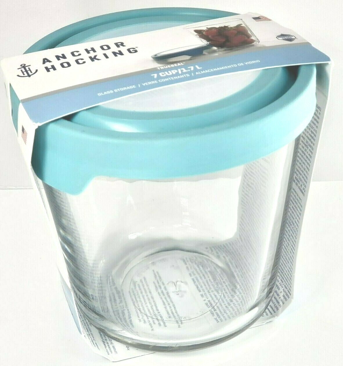 Anchor Hocking (11839) TRUSEAL 7 Cup / 1.7L Glass Storage, Blue