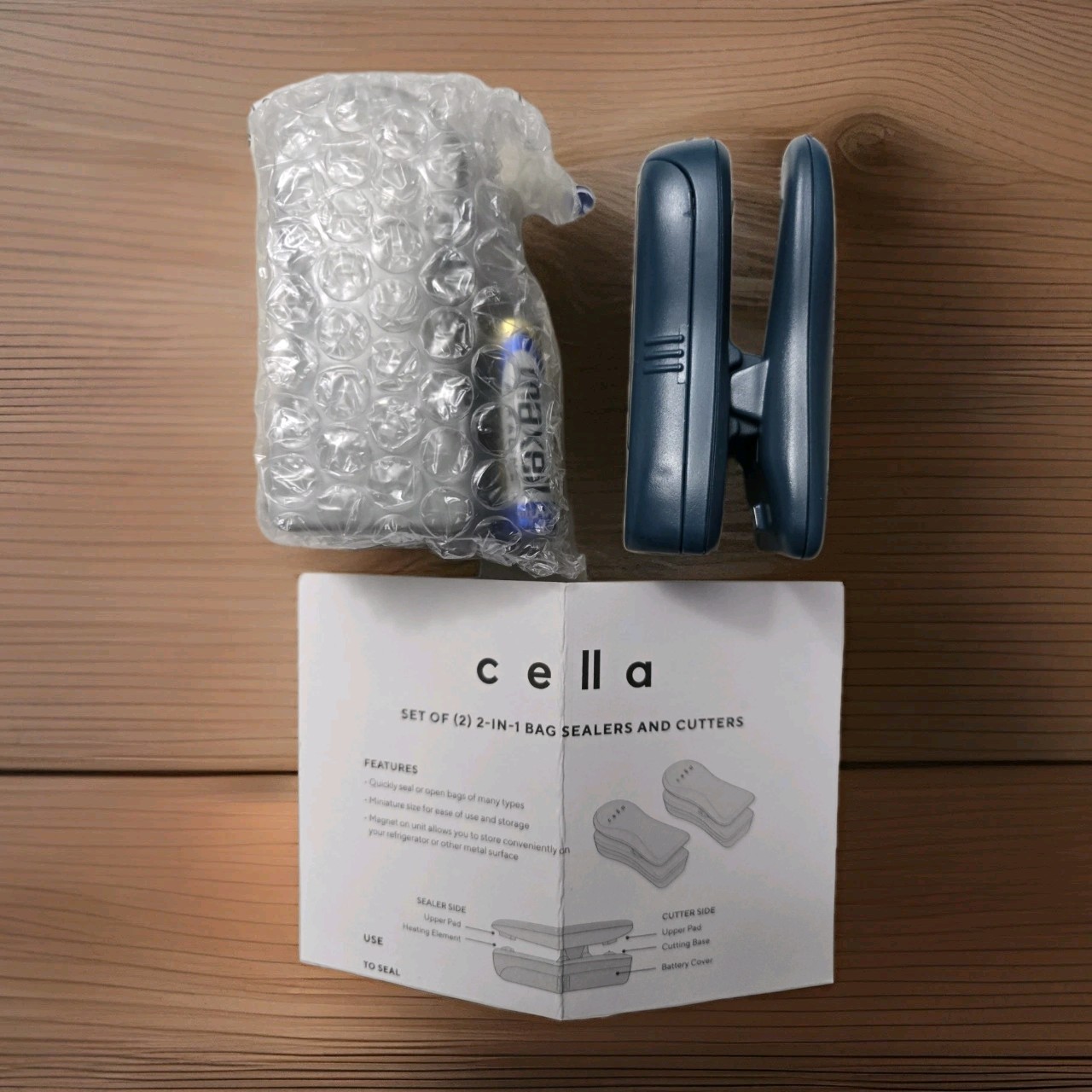 New 2-in-1 Bag Sealers & Cutters Cella Set of (2) Batteries Included