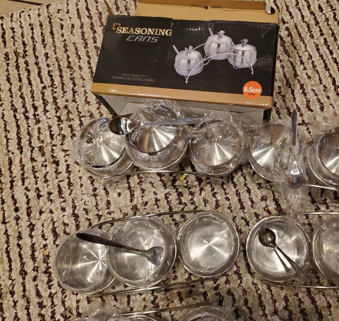 7 sets Seasonning Stainless Steel Seasoning Containers Set – 8.5 CM.Read