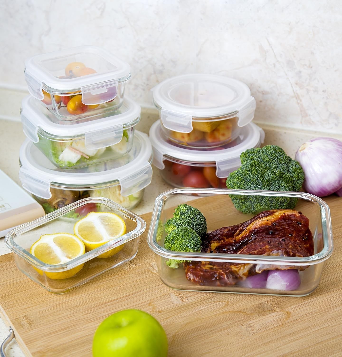 9-Piece Glass Storage Containers Set – Airtight & Leak Proof Meal Prep Solution