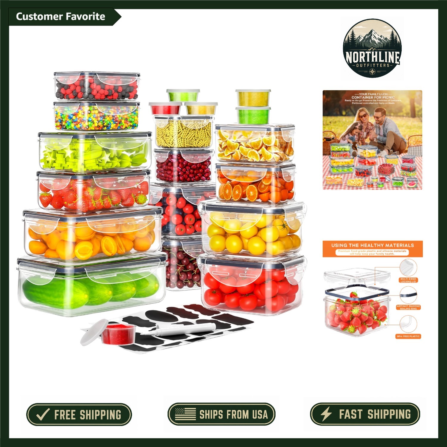 Reusable 40 PCS Food Storage Containers – Airtight, Lightweight & Portable