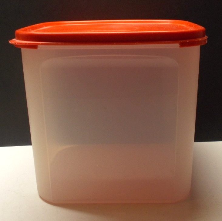4 Vintage Tupperware Modular Mates 1521 1612 1611 Sheer with Red Pour Spout Lids