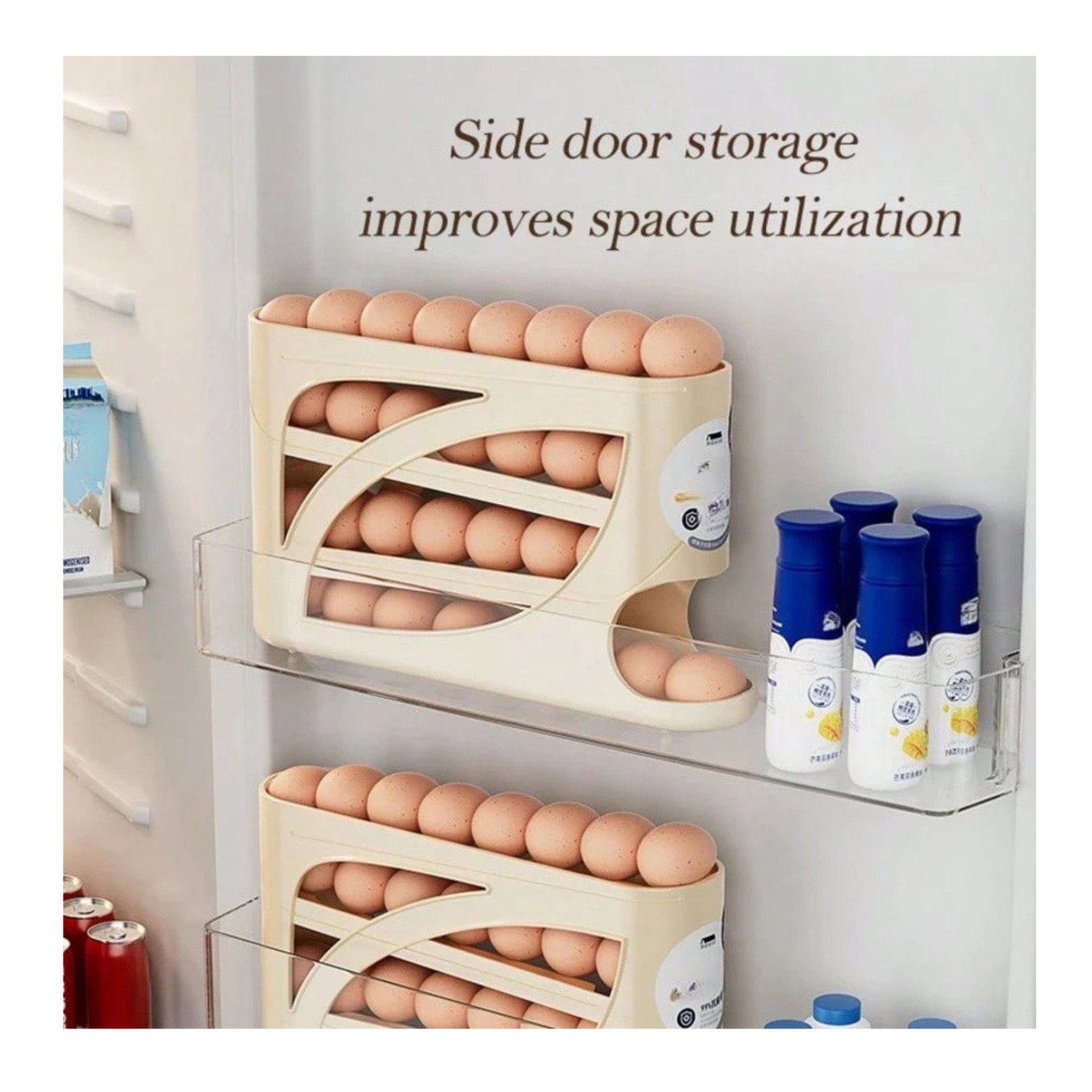 Automatic Rolling Egg Dispenser 4 Tier 30 Eggs Storage Holder Fridge Organizer