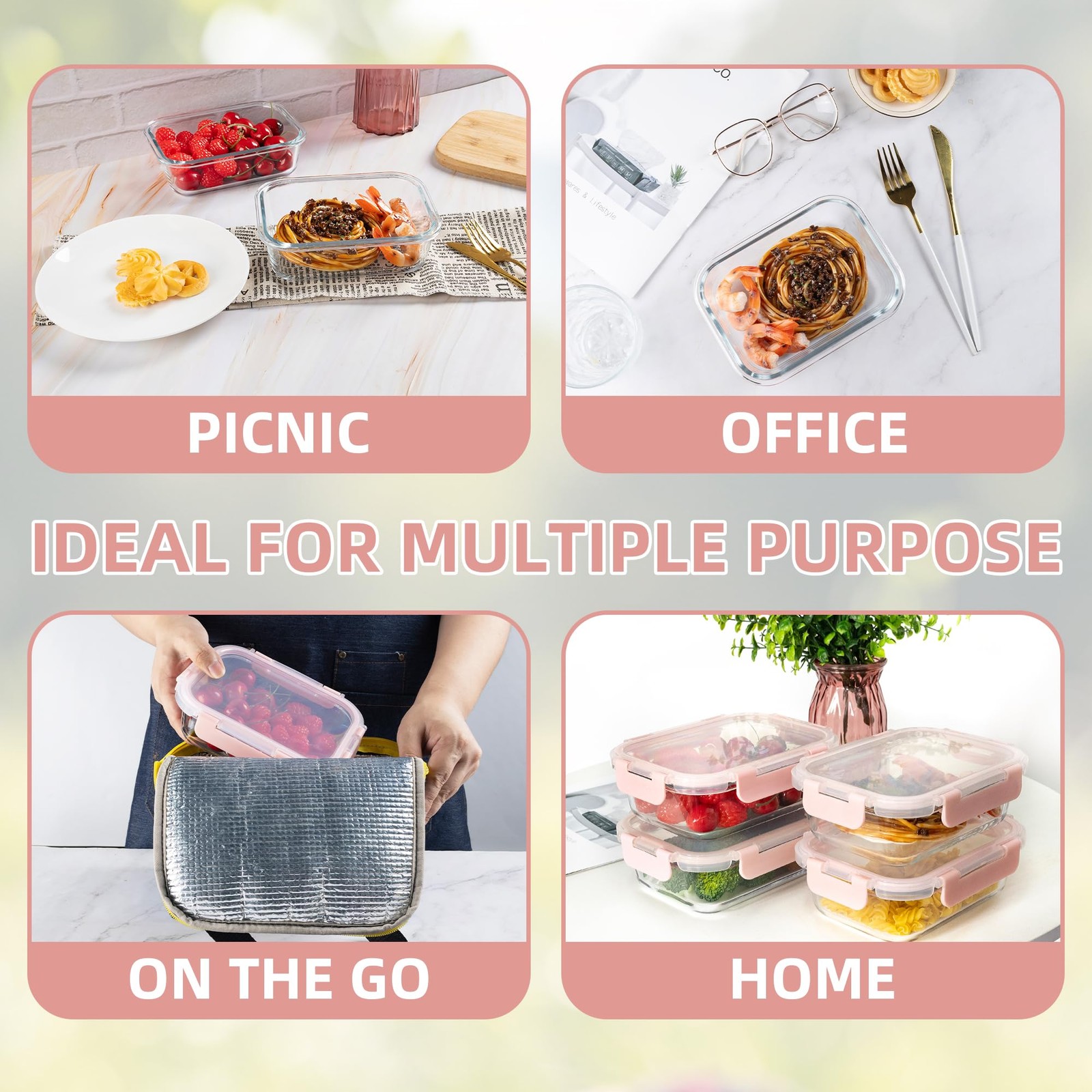 10 Pack 22 oz Glass Meal Prep Containers, Food Storage Containers with Lids, …