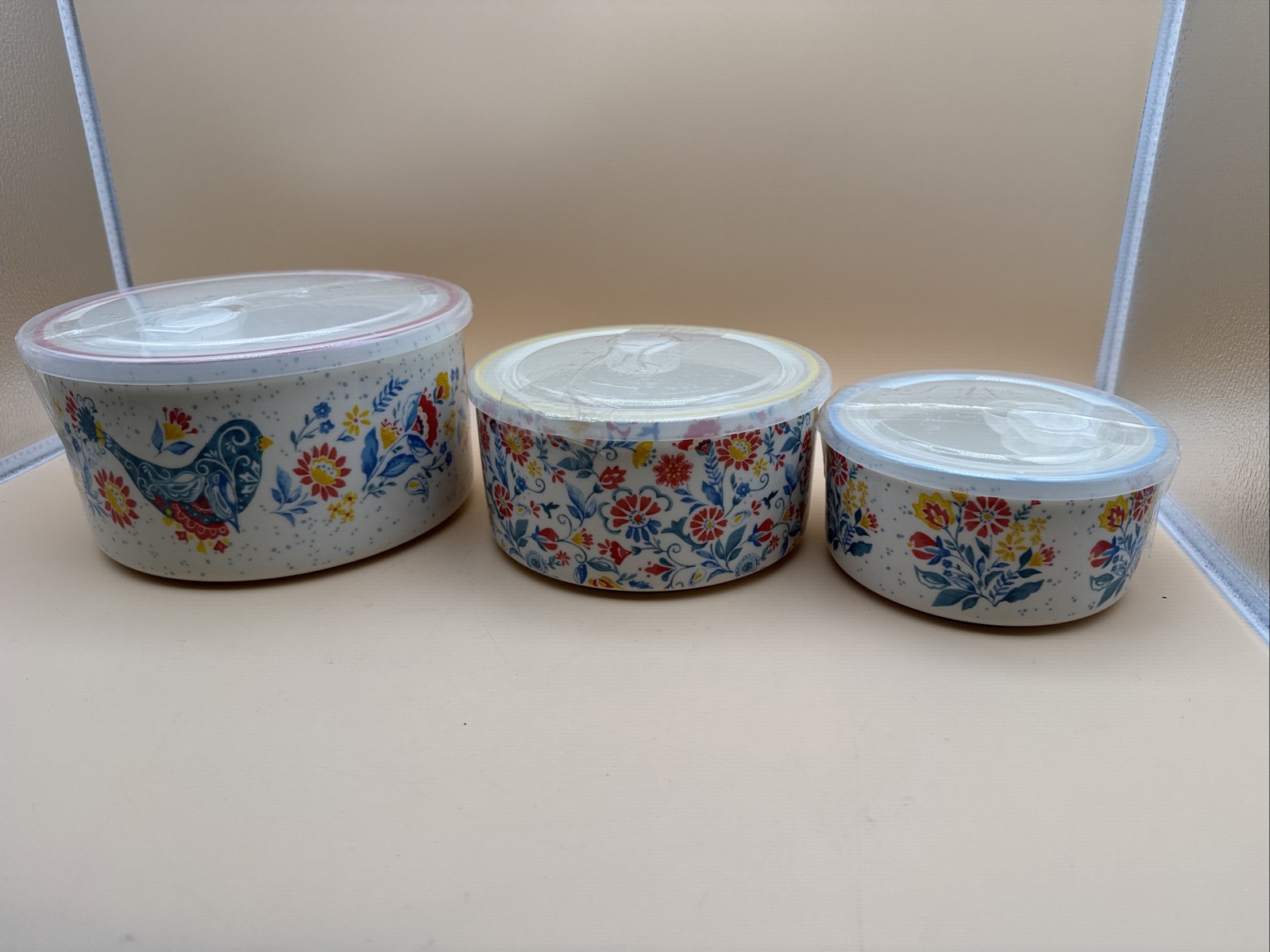 Pioneer Woman 3 Piece Ceramic Storage Containers Granny Cottage Core