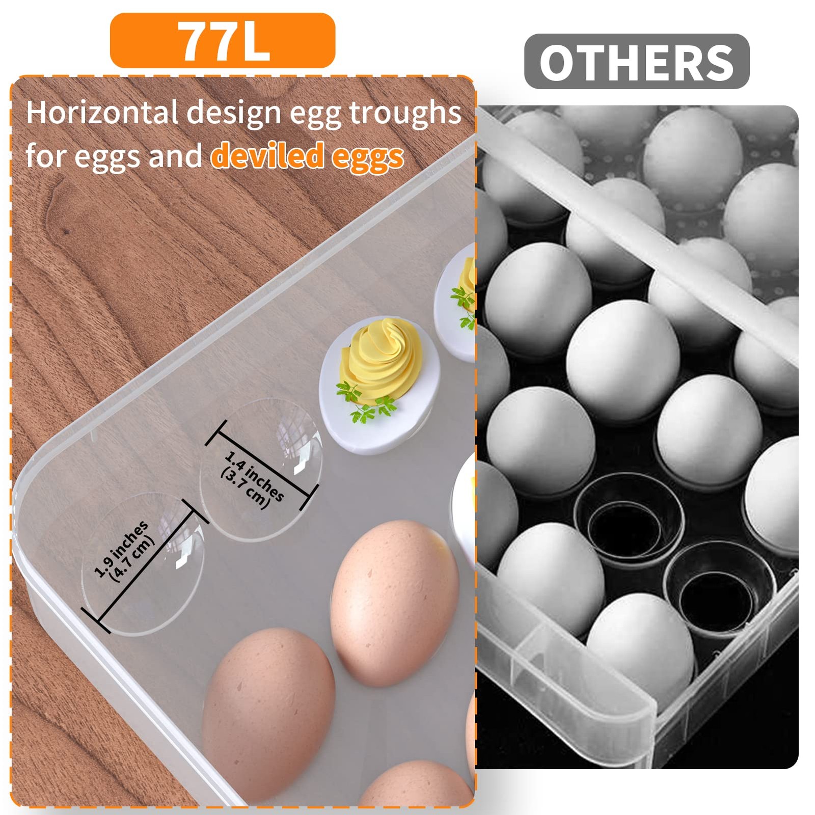 Deviled Egg Containers with Lid, (Set of 2), Plastic Deviled Egg Carrier Tray…