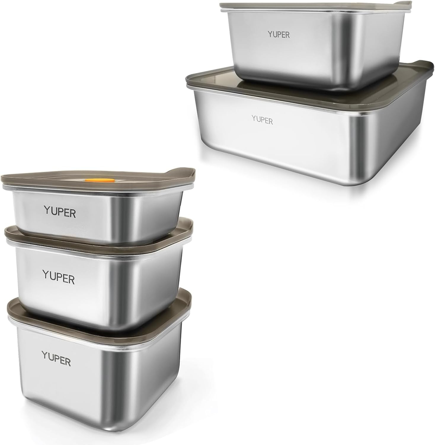 Large Stainless Steel Deli Containers – 5 Pack, Dishwasher Safe, Fridge Storage