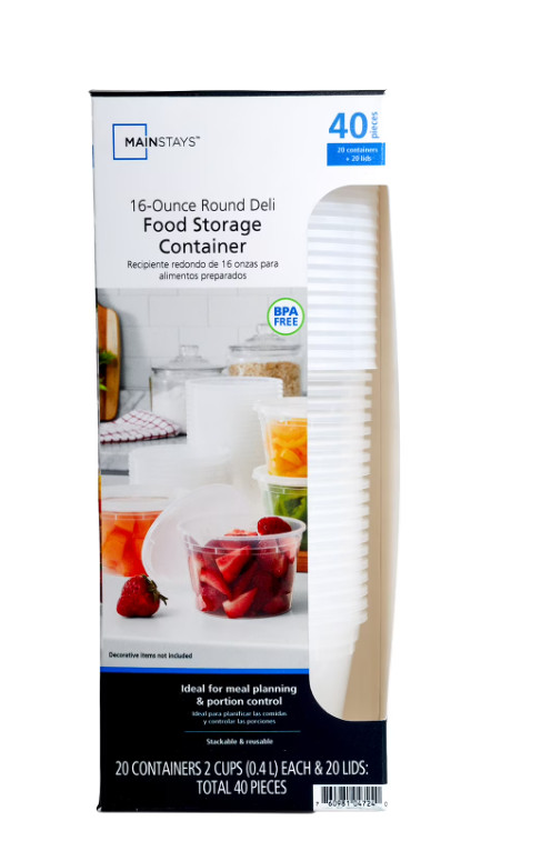 40 Piece 16oz Plastic Deli Containers for Meal Prep & Food Storage