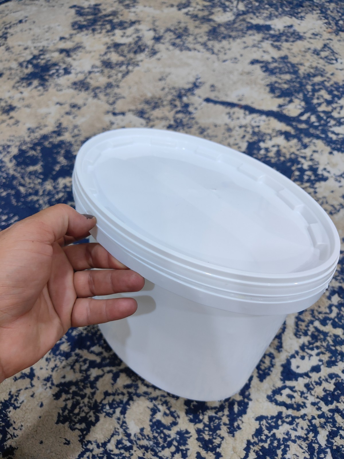 الدولي)5L White Plastic Bucket Container with Airtight Lid Round Food Grade Sto