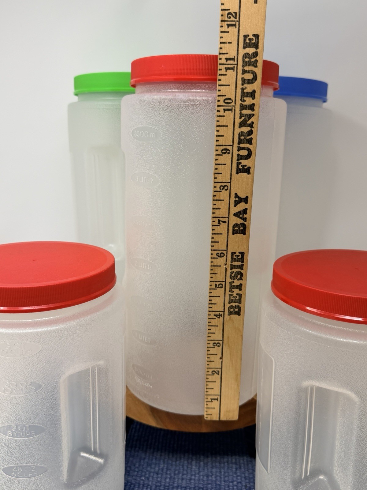 Set of 5 United Solutions Gallon And Quart Plastic Food Canister. Made In USA
