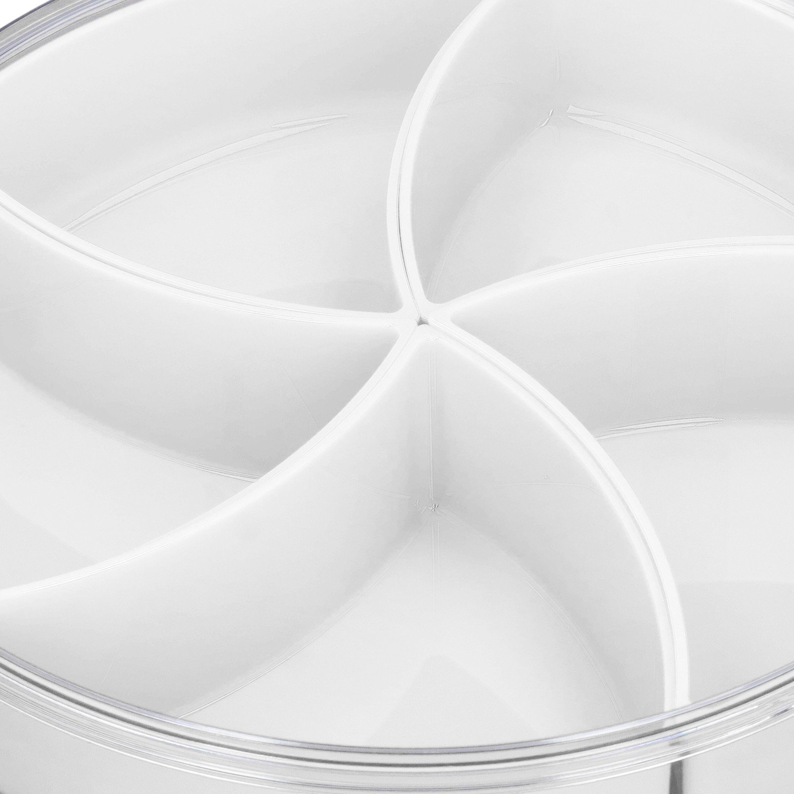 White 5-Compartment Rotating Snack Box with Lid & Handle