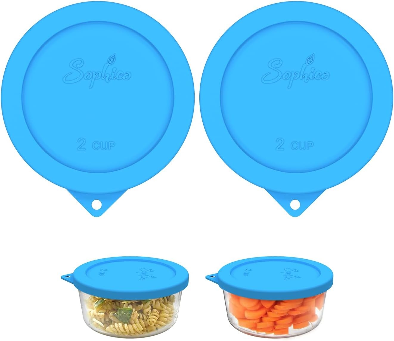 4pk Silicone Lids for Pyrex 7200-PC & Anchor 2 Cup Round Bowls – Airtight Covers