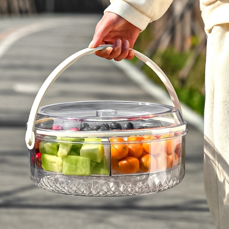Multiple Compartment Chilled Serving Tray With Ice Container and Secure Cover