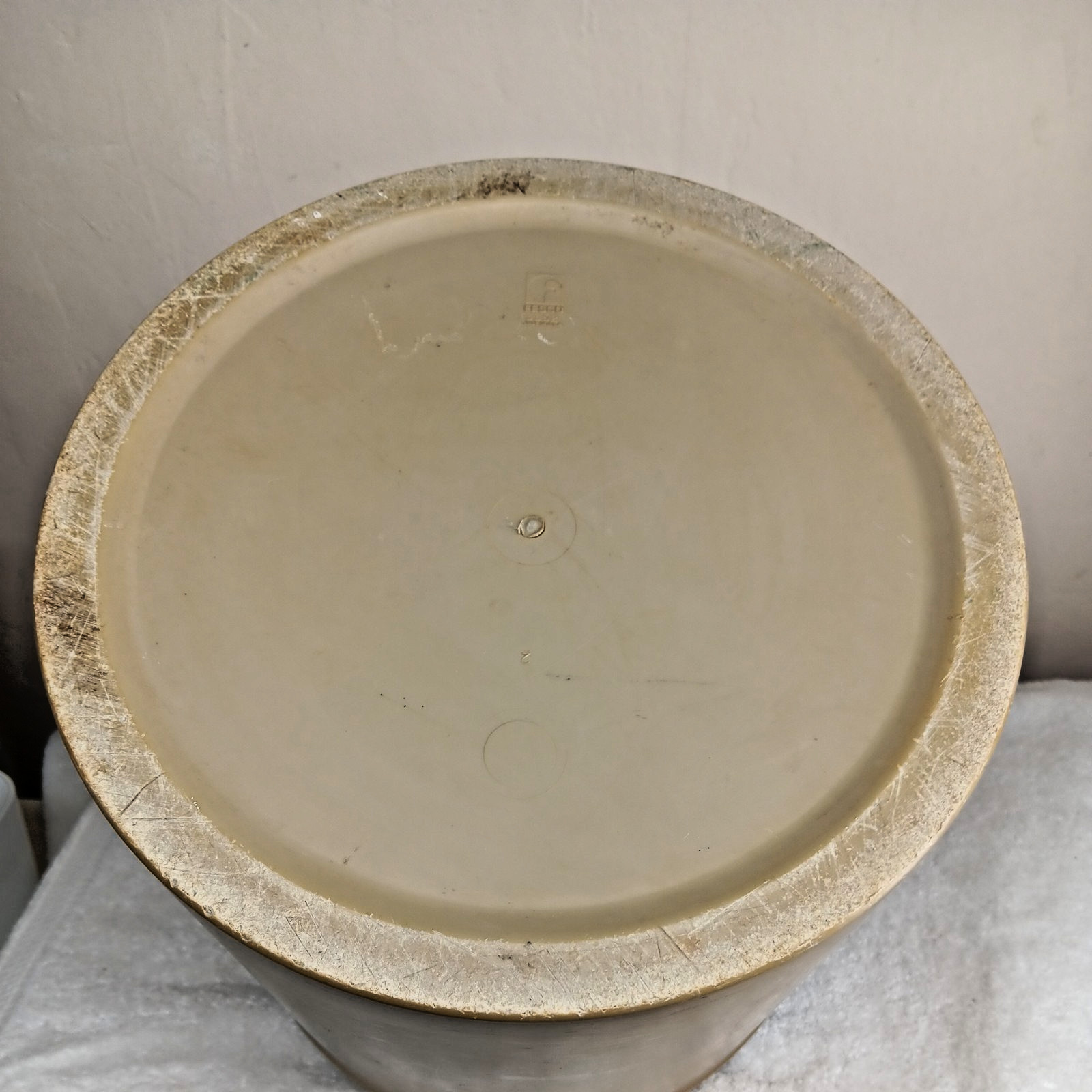 very large plastic “little brown jug”storage container American emblem on front