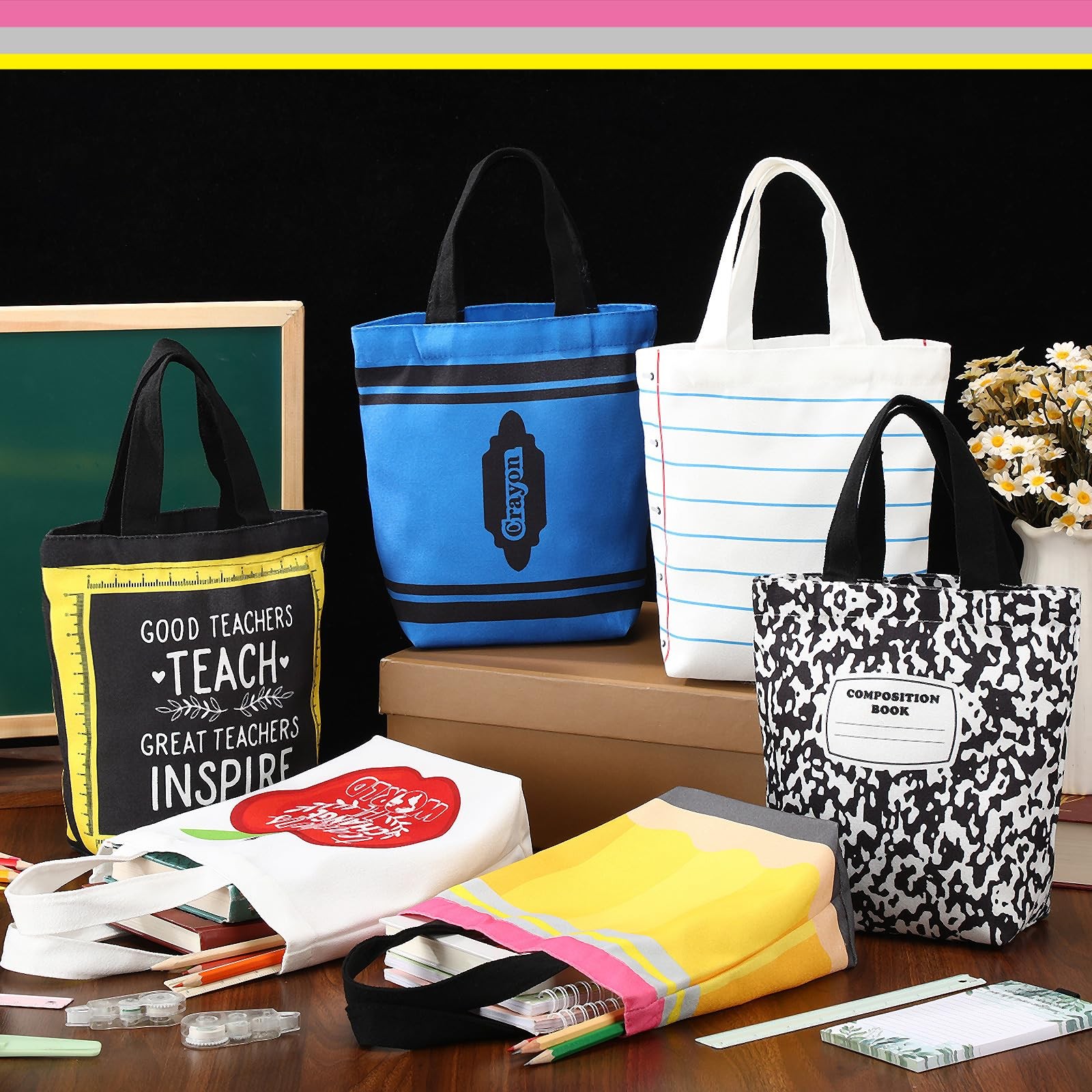 Sunnymove Teacher Mini Canvas Tote Bag Bulk Teacher Appreciation Gifts Mini