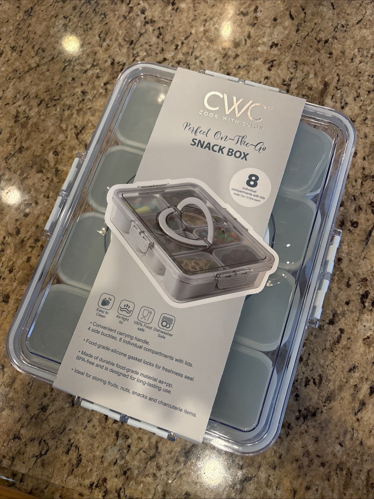 Cook with Color Green Snack Box 8 Individual Compartments BPA Free Plastic New