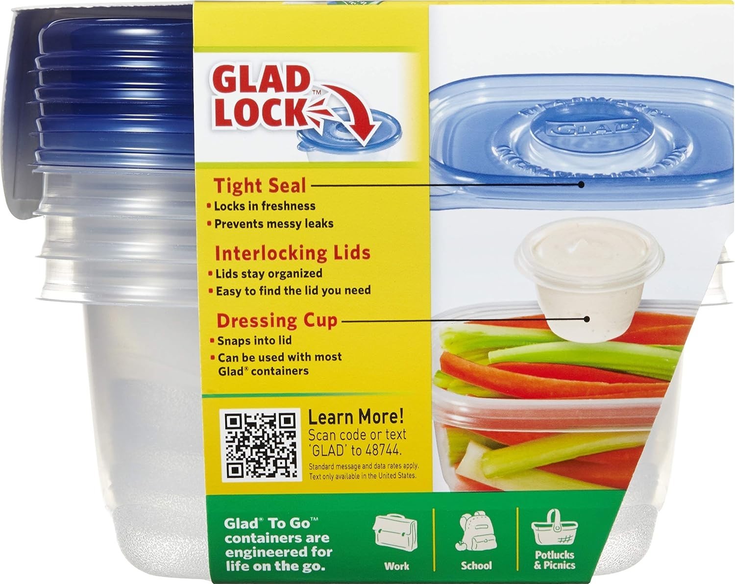 Versatile 24 Oz Food Storage Containers with Dressing Cups, BPA Free, 4 Pack
