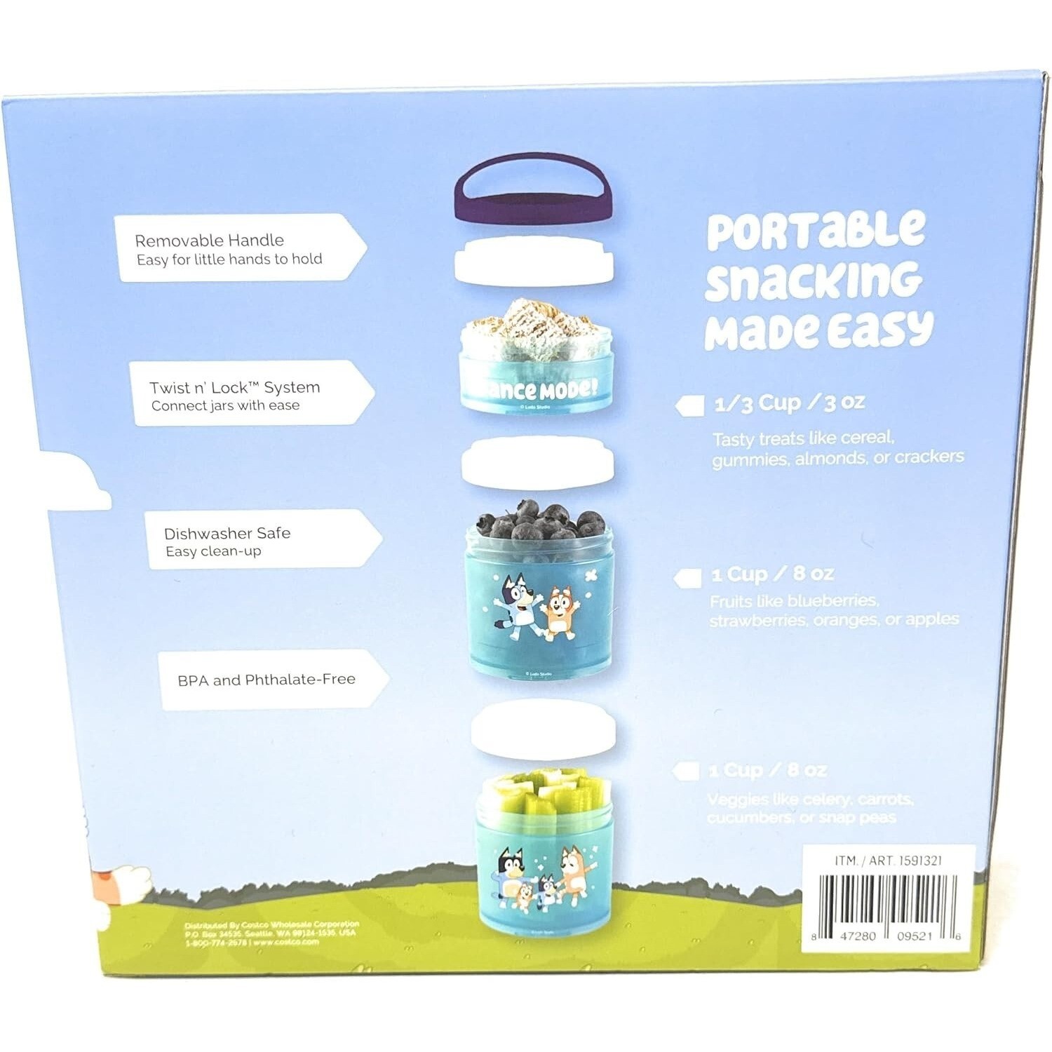 Bluey ~ Whiskware 3 snack Stacks ~ BPA and Phthalate-free Dishwasher Safe