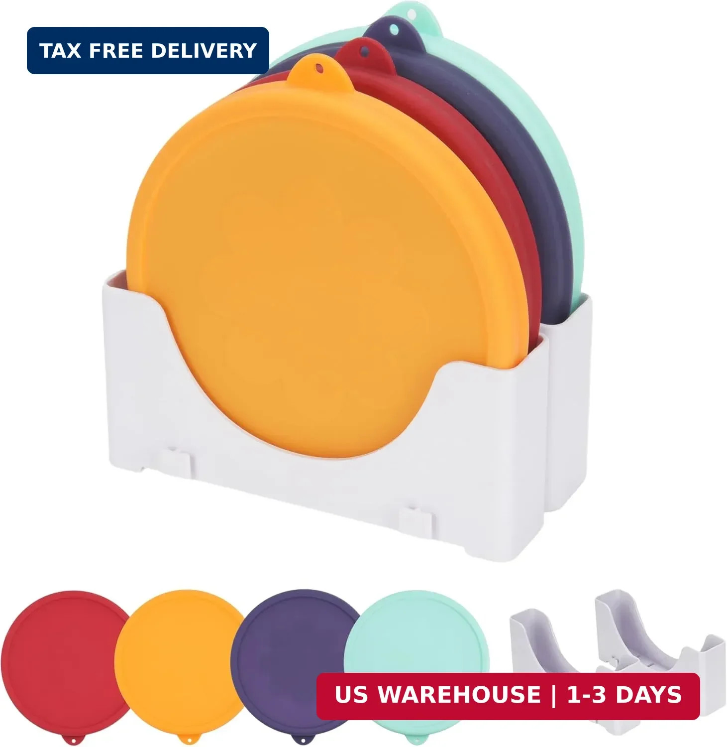 4 Cup Silicone Lid & Lid Organizer – 4 Pack Replacement Lids for Pyrex 7201-PC G