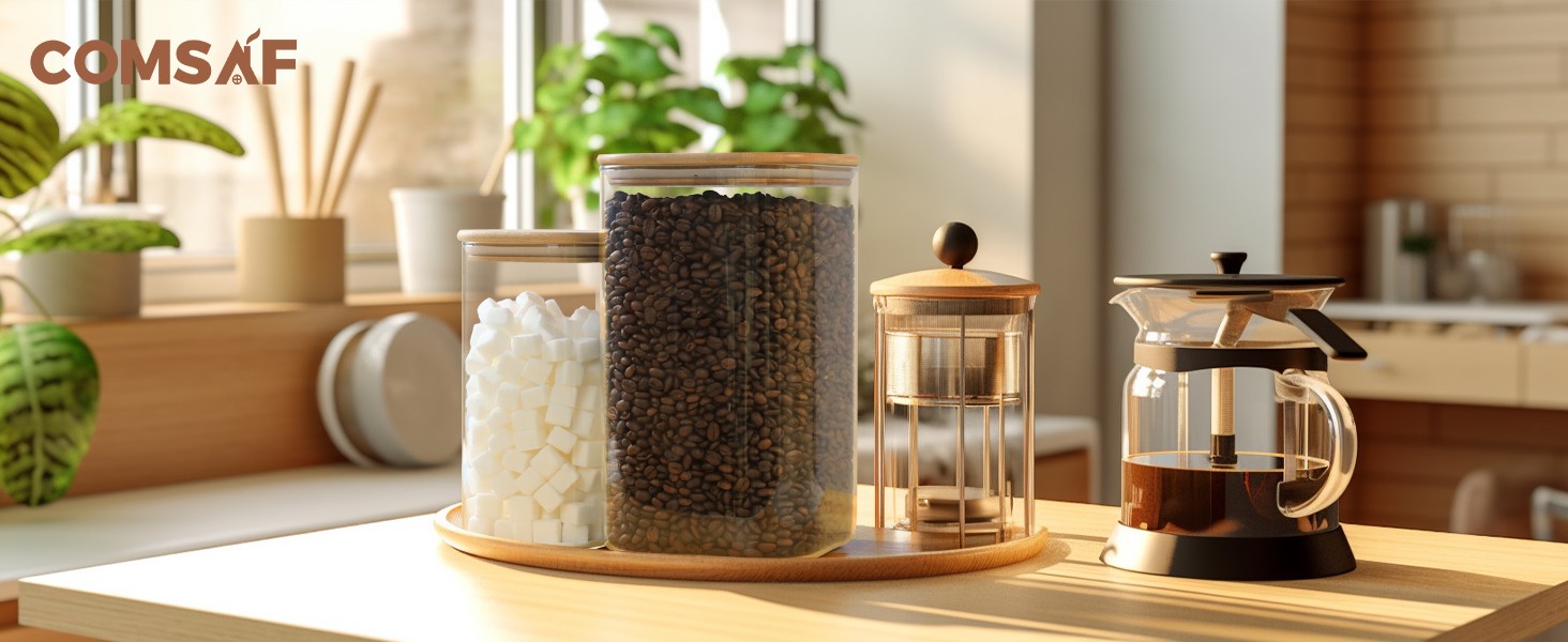 1.2 Gallon Wide Mouth Flour Sugar Storage Containers 2 Pcs, 4.6 Qt Glass Storage