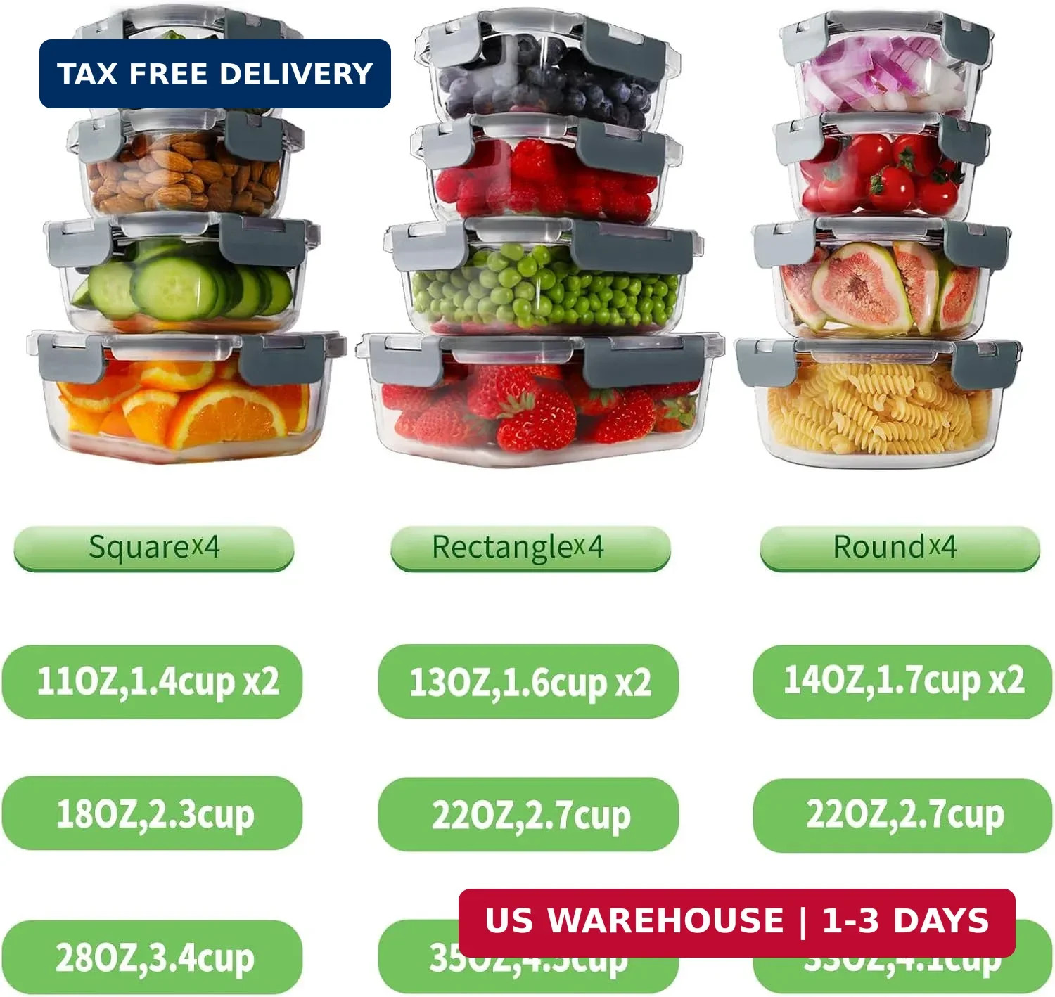 Borosilicate Glass Storage Containers Set – 24PC Airtight Meal Prep Tupperware