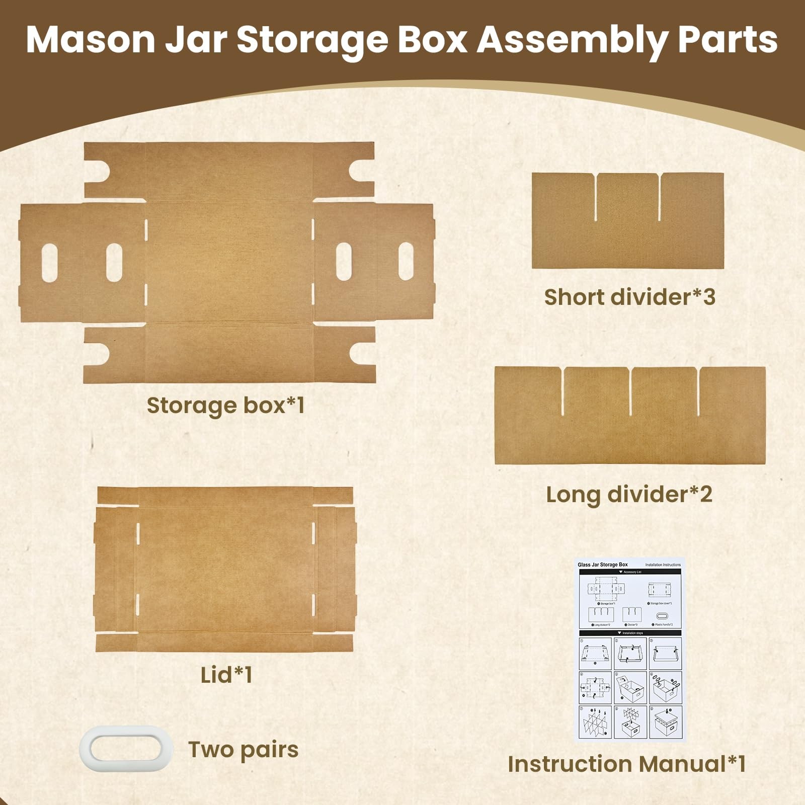 3 Pcs Canning Jar Storage Boxes, Cardboard Mason Jar Storage , 16 oz with Han…