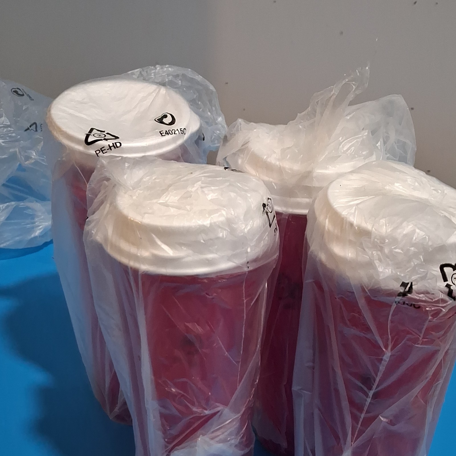 Tupperware 15 oz Stackable Tumblers Pink/Purple w/ White Snap Lids Set of 12