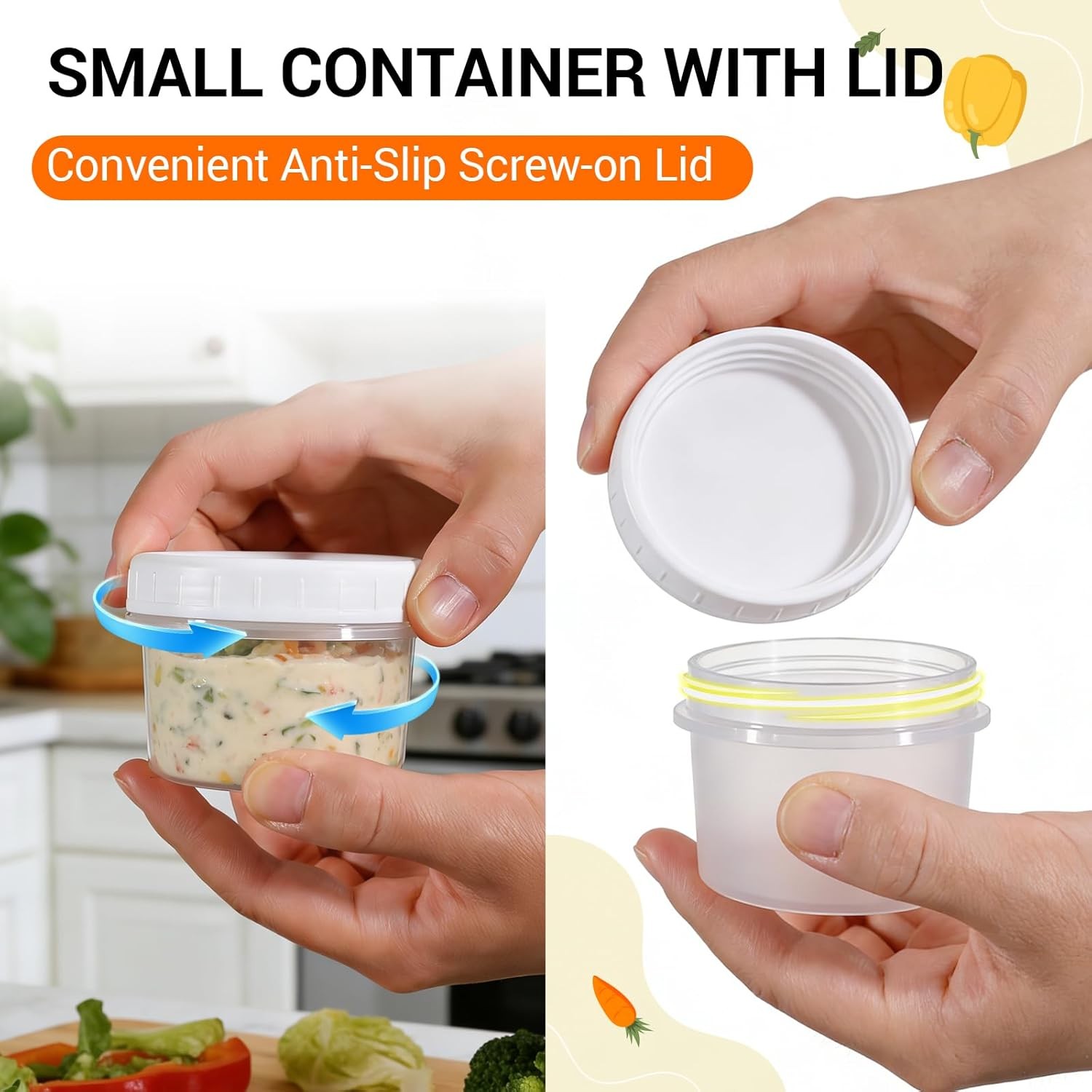 4 oz Small Plastic Containers with Twist on Lids [20 Sets] Stackable Little