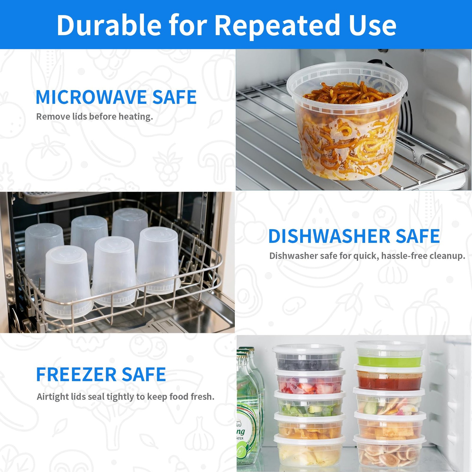 APSIC Plastic Deli Containers with Lids, 48 Sets 8oz Leakproof Soup Storage C…