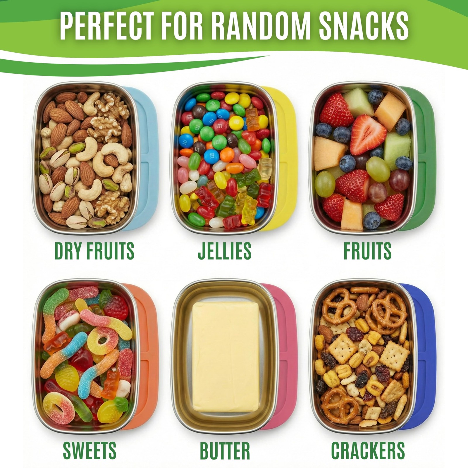 8 oz Stainless Steel Snack Containers with Silicone Lids, BPA-Free & Reusable Mi