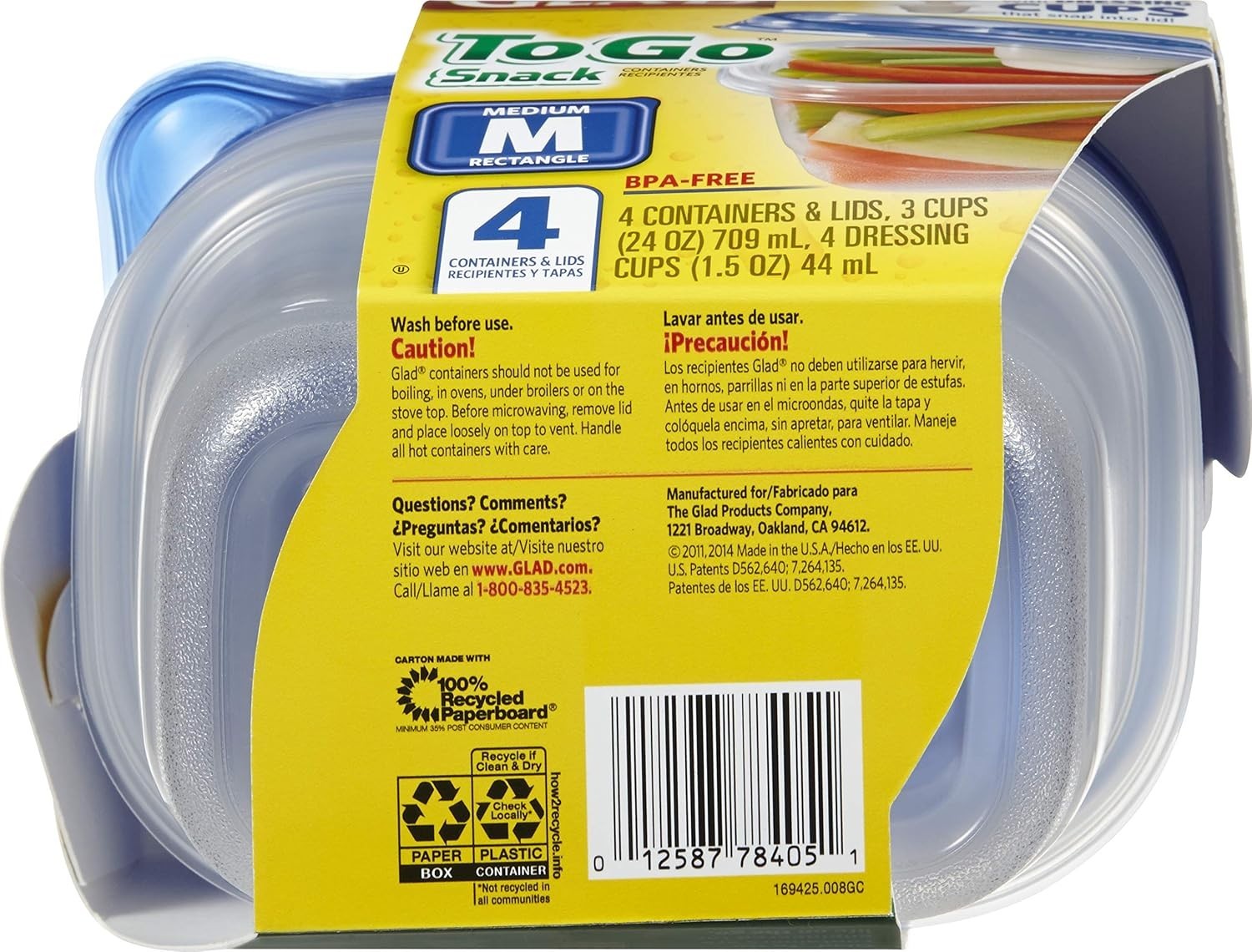 Versatile 24 Oz Food Storage Containers with Dressing Cups, BPA Free, 4 Pack
