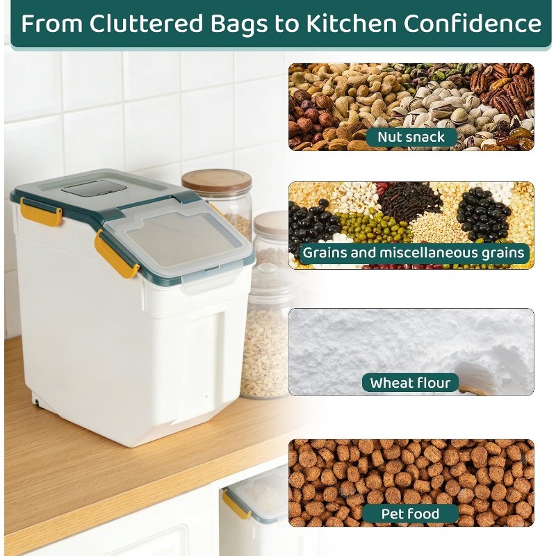 Flour Storage Container Bin 25lbs (2 Pack)BPA Free Rice Food Dispenser with Lid