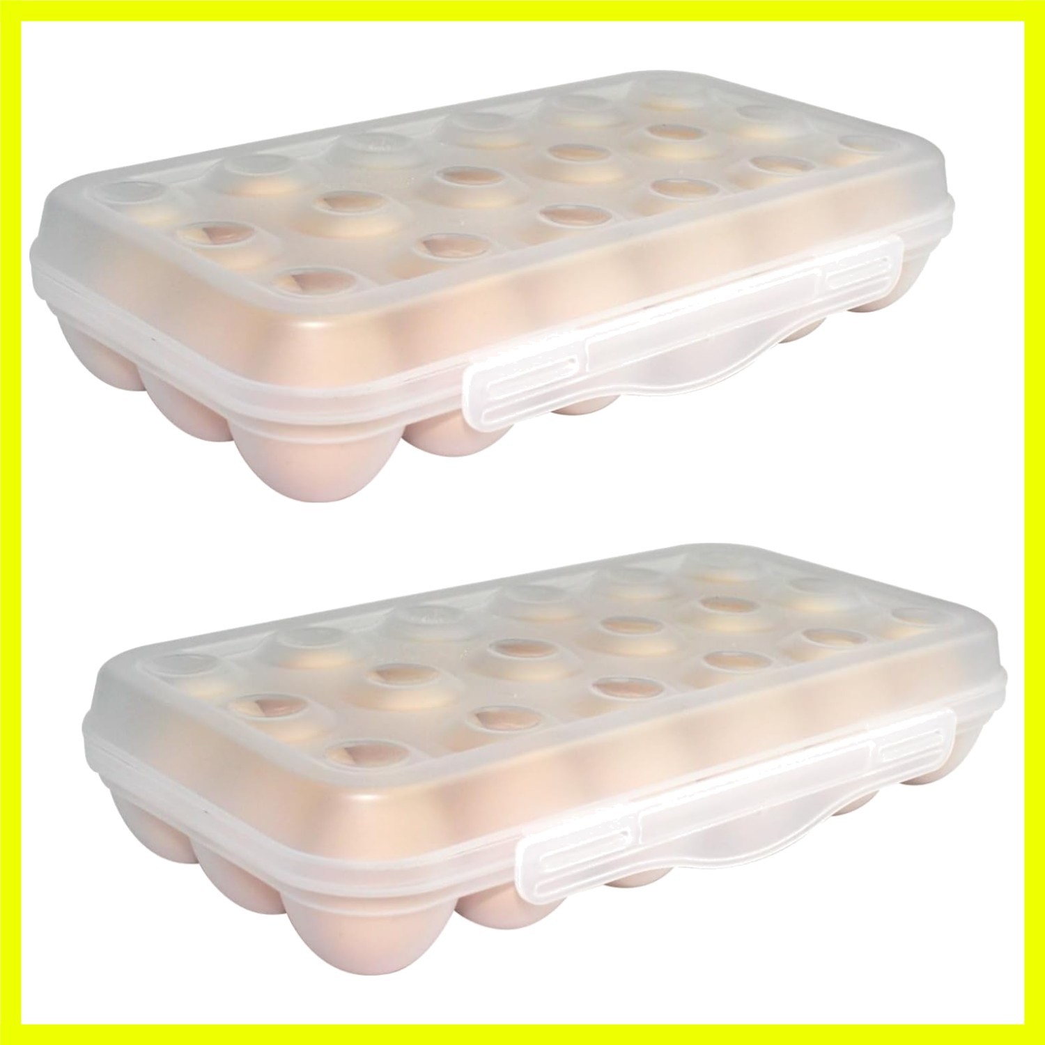 18 Grid Egg Container, 2 Packs Egg Holder Plastic Egg Storage Box Egg Organiz…