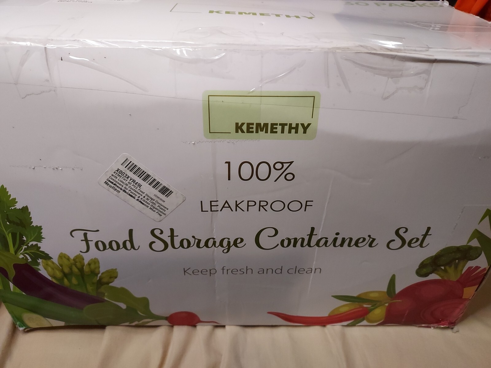 60PC Food Storage Containers Pantry & Kitchen Plastic Containers Organization
