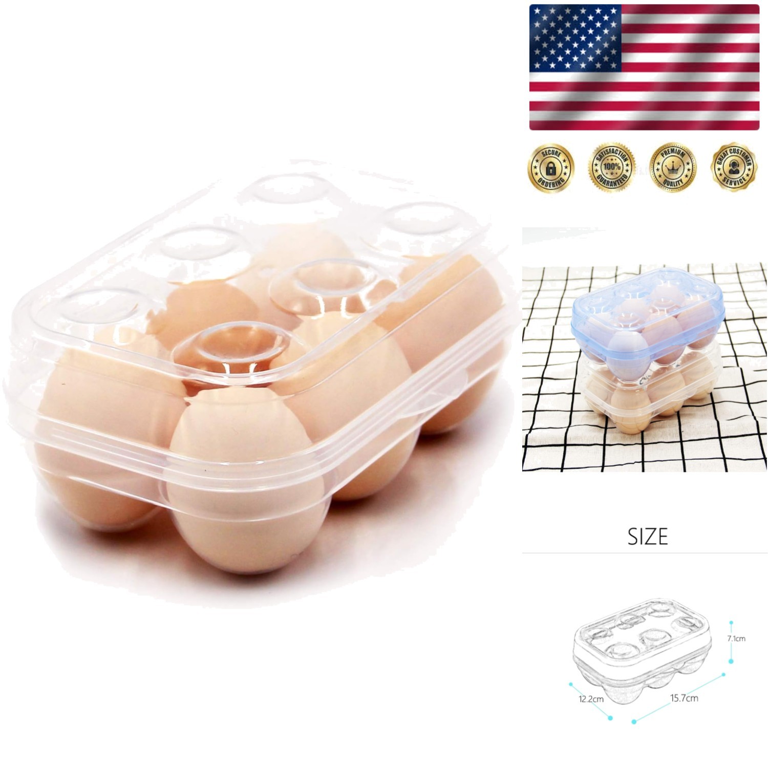6-Grid Egg Storage Box – Portable Crisper for Fridge & Camping Essentials