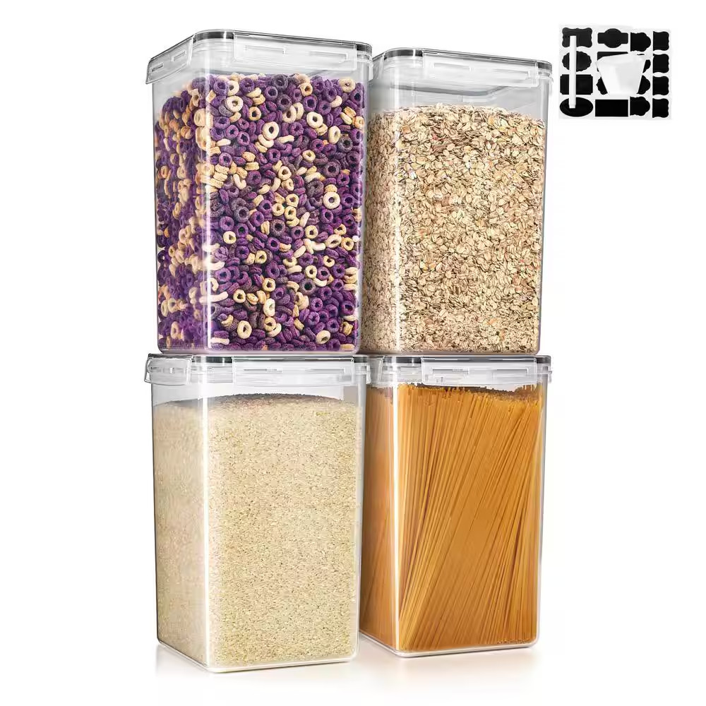 Airtight Food Storage Containers with Locking Lids-4 Pack (6.5 L /219.79 Oz.) wi